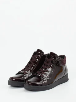 Ara – High-Top Sneaker aus Lackleder Dunkelbordeaux