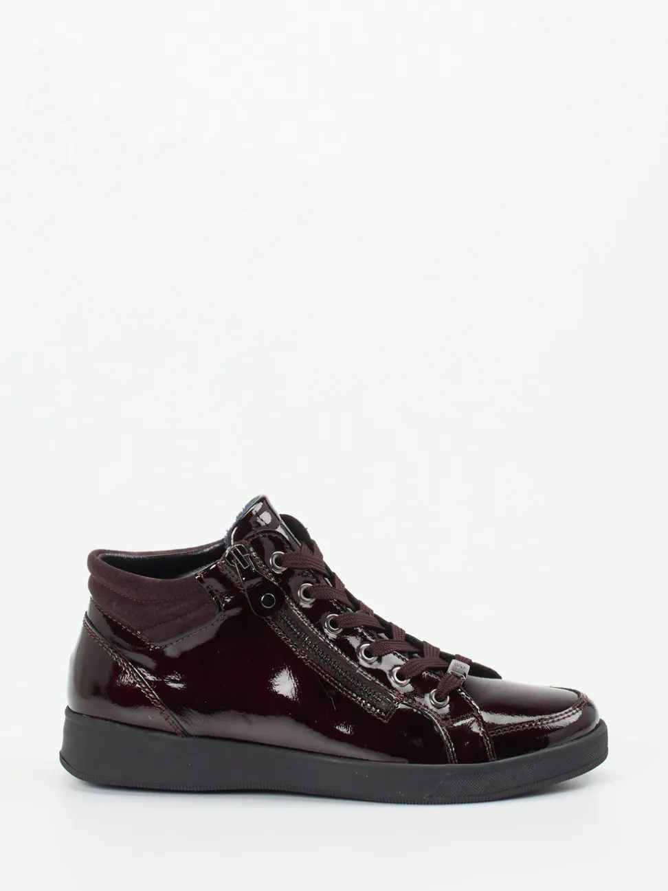 Ara – High-Top Sneaker aus Lackleder Dunkelbordeaux