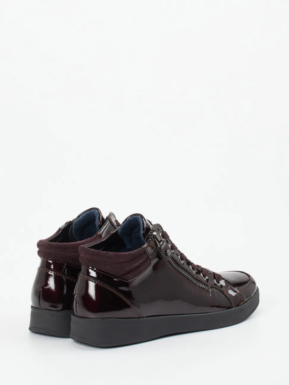 Ara – High-Top Sneaker aus Lackleder Dunkelbordeaux