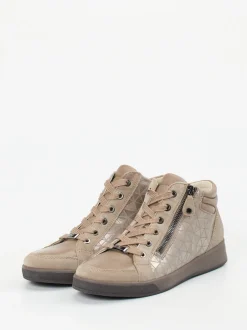 Ara – High-Top Sneaker aus geprägtem Leder beige