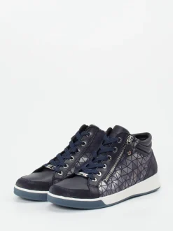 Ara – High-Top-Sneaker aus Metallicleder Dunkelblau