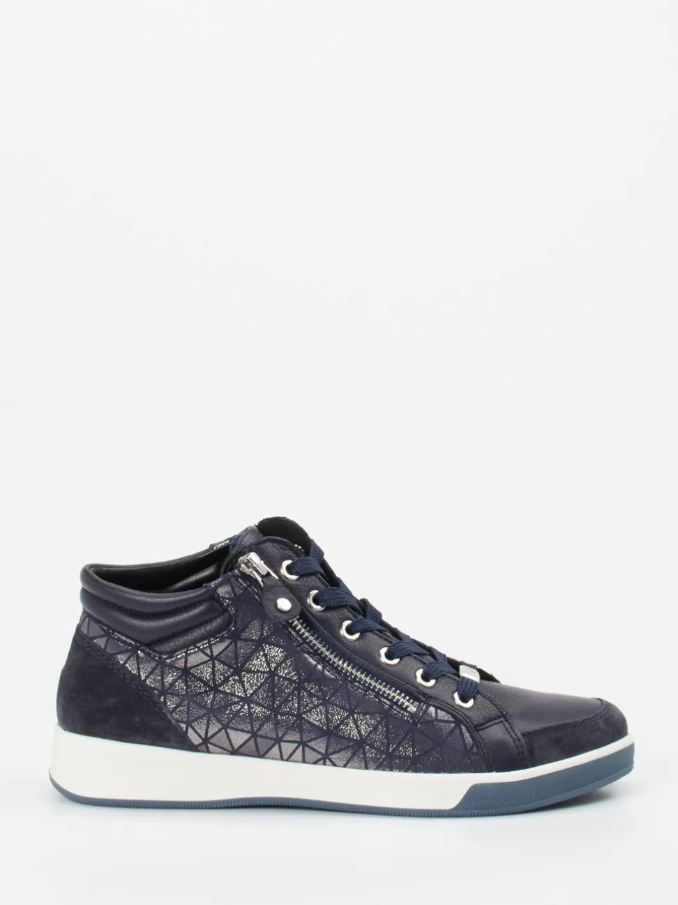 Ara – High-Top-Sneaker aus Metallicleder Dunkelblau