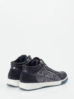 Ara – High-Top-Sneaker aus Metallicleder Dunkelblau