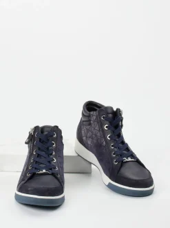 Ara – High-Top-Sneaker aus Metallicleder Dunkelblau