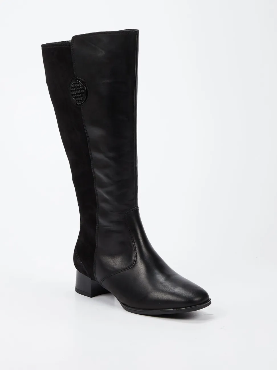 Ara – Kniestiefel aus Kalbleder und Veloursleder Schwarz