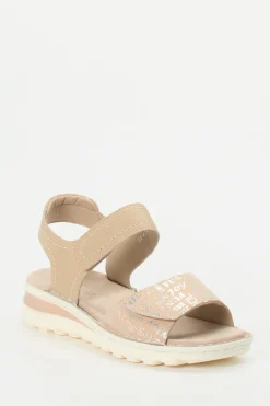 Ara – Komfortsandale aus geprägtem Leder beige