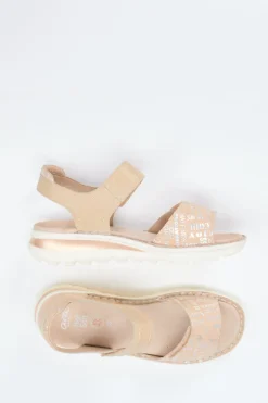 Ara – Komfortsandale aus geprägtem Leder beige