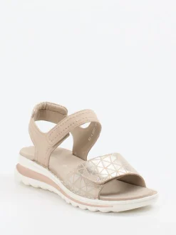 Ara – Komfortsandale aus Metallicleder beige