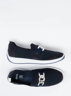 Ara – Komfort-Slipper aus Stretch und Veloursleder blau