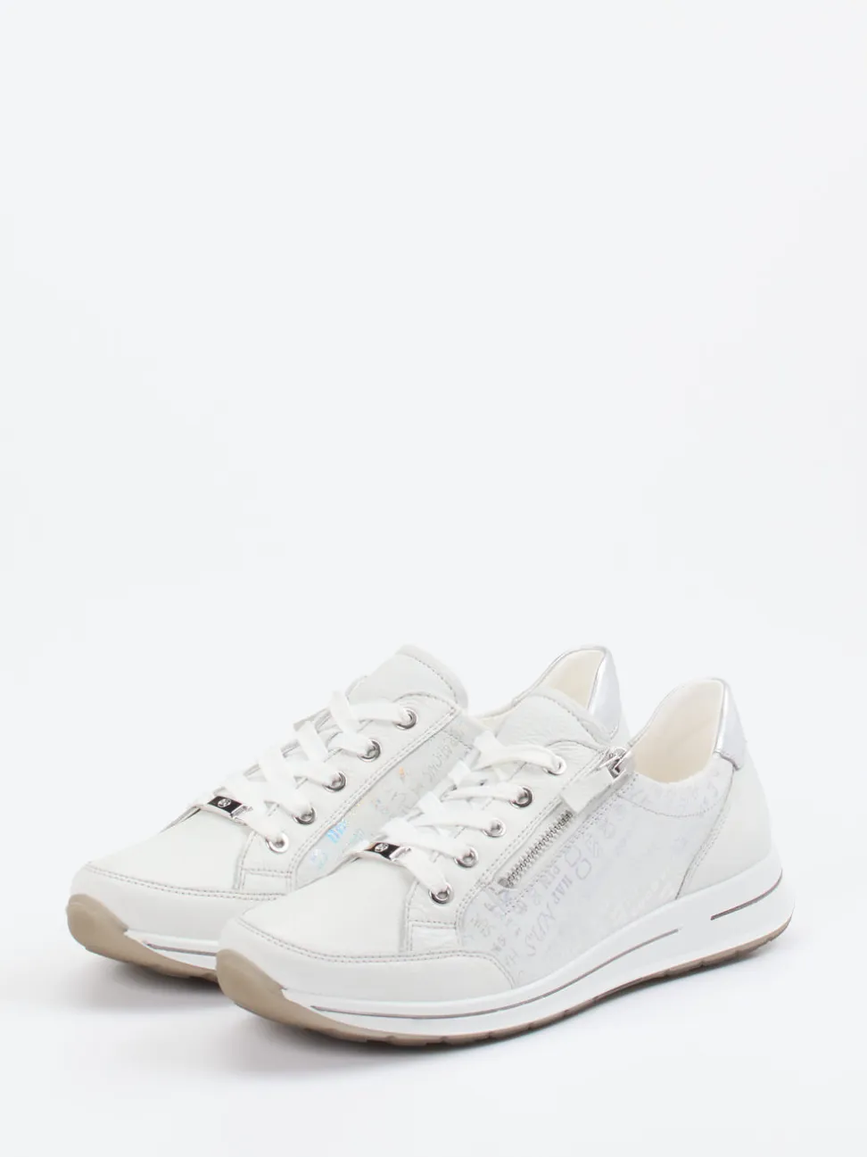Ara – Komfort-Sneaker aus geprägtem Leder Offwhite