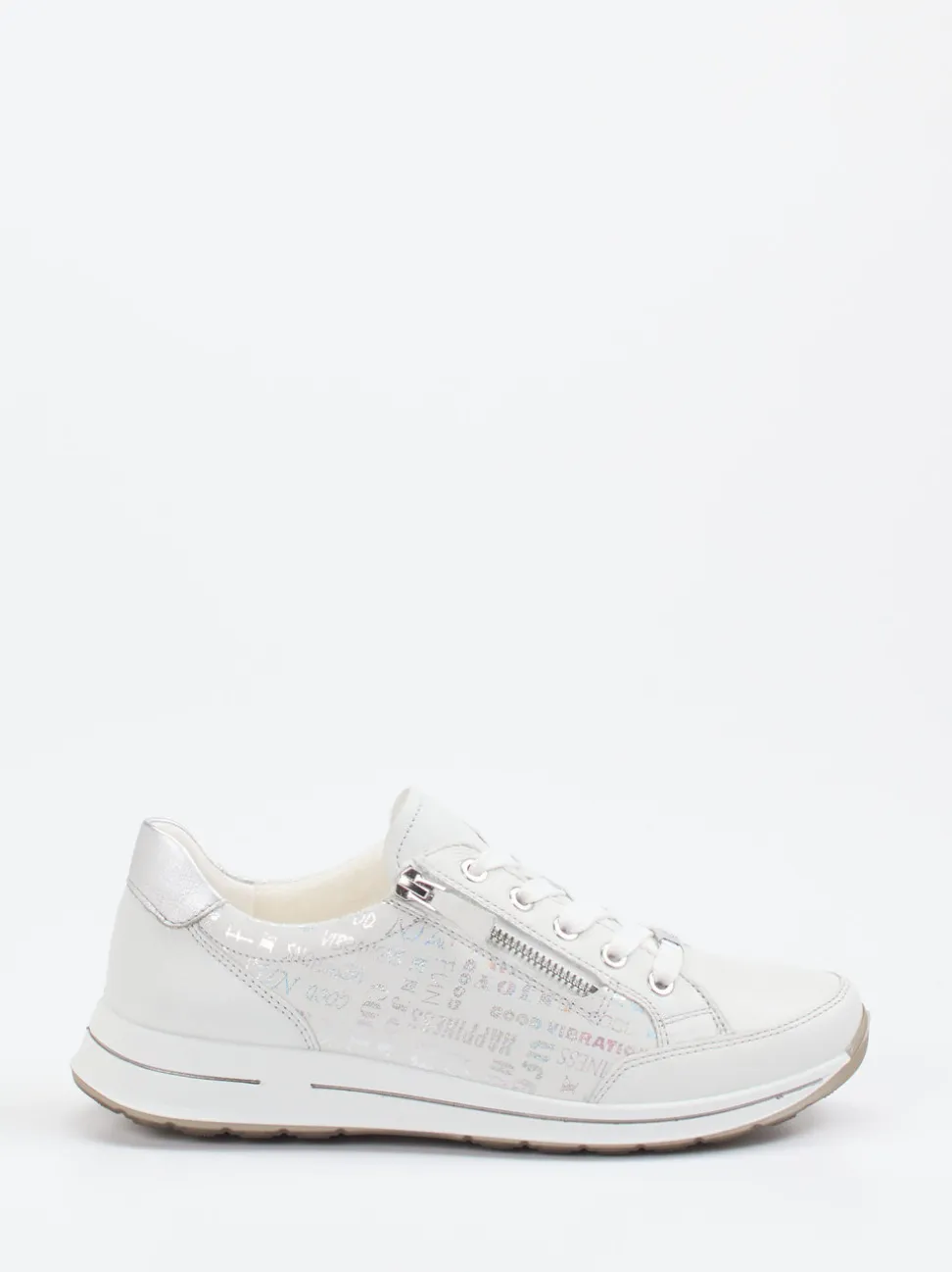 Ara – Komfort-Sneaker aus geprägtem Leder Offwhite