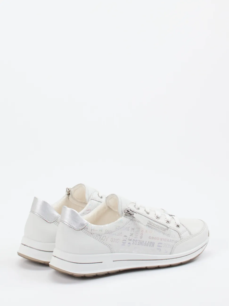 Ara – Komfort-Sneaker aus geprägtem Leder Offwhite