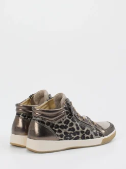 Ara – Mid-Top Sneaker aus geprägtem Leder bronzebraun