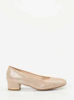 Ara – Pumps aus Metallicleder in Beigegold
