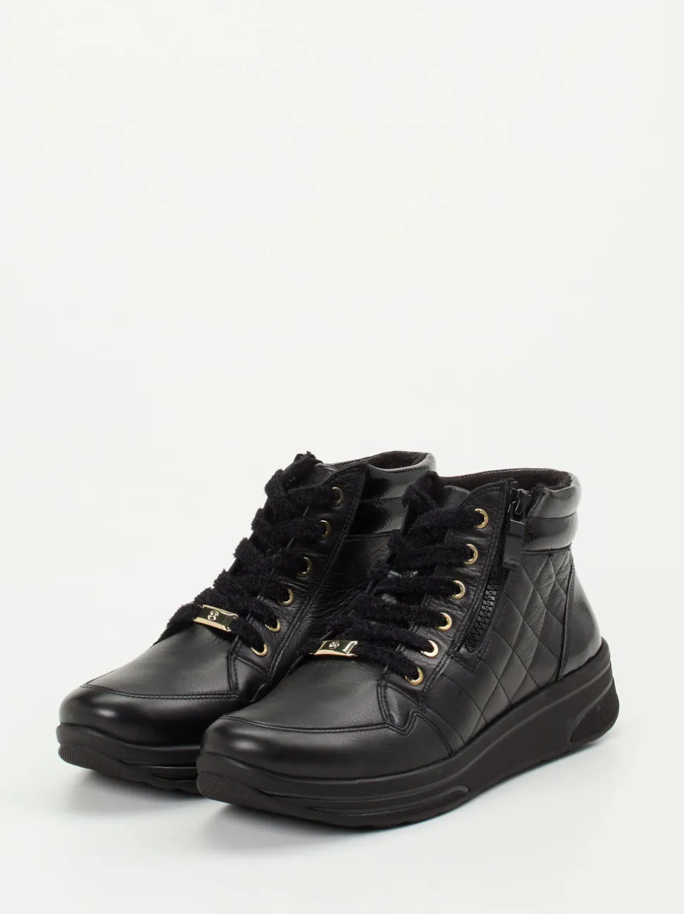 Ara – Schnürboots aus Kalbleder in Schwarz