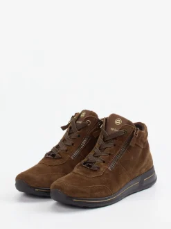 Ara – Schnürboots aus Veloursleder mittelbraun