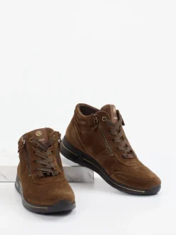 Ara – Schnürboots aus Veloursleder mittelbraun