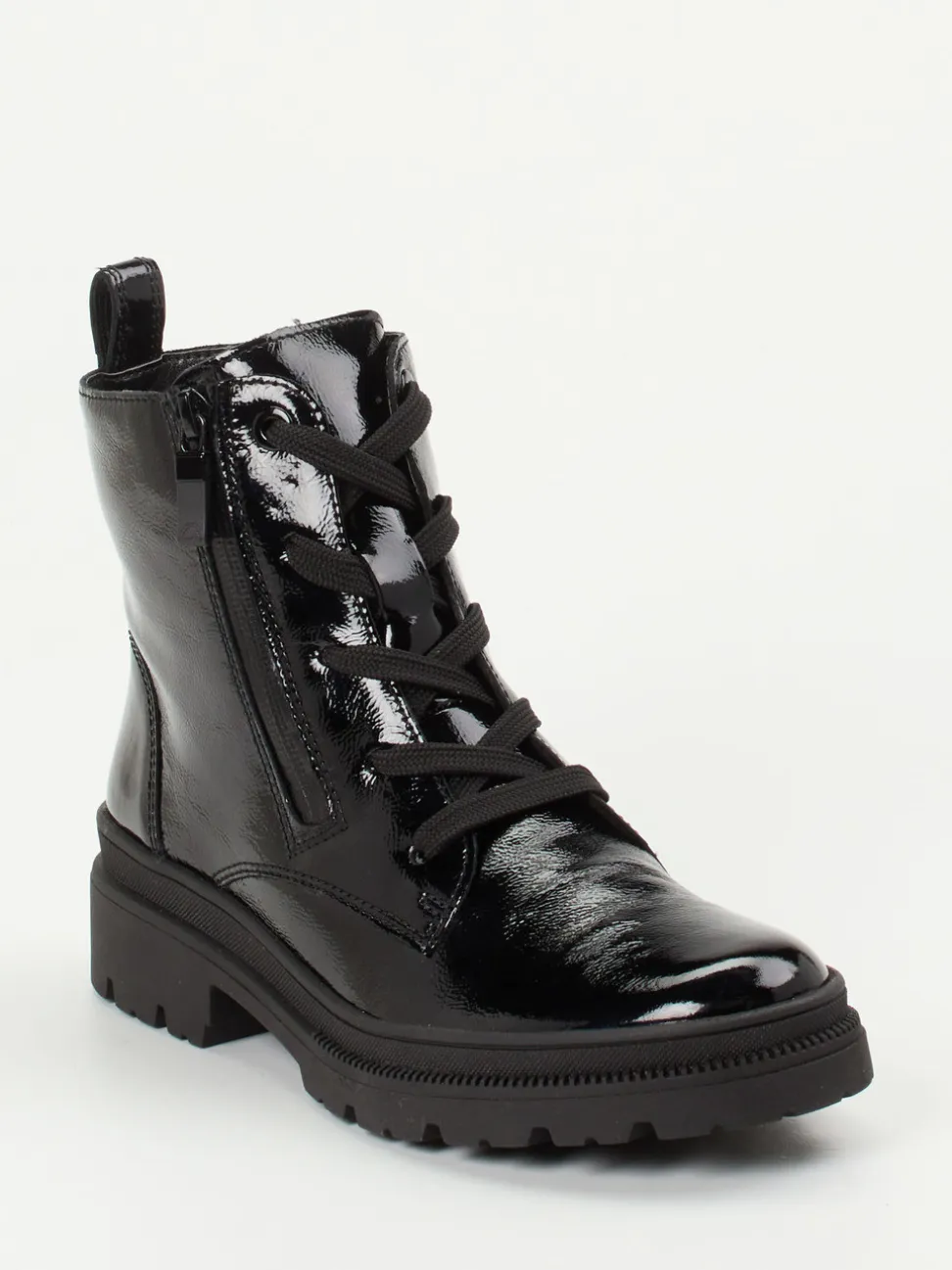 Ara – Schnürstiefelette aus Lackleder Schwarz