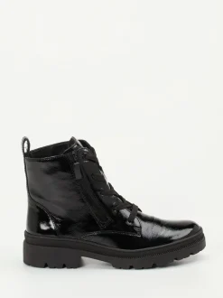 Ara – Schnürstiefelette aus Lackleder Schwarz