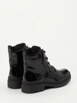 Ara – Schnürstiefelette aus Lackleder Schwarz