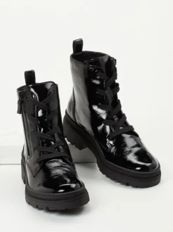 Ara – Schnürstiefelette aus Lackleder Schwarz