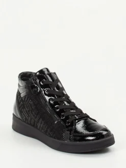 Ara – Schnürstiefelette aus Lackleder Schwarz