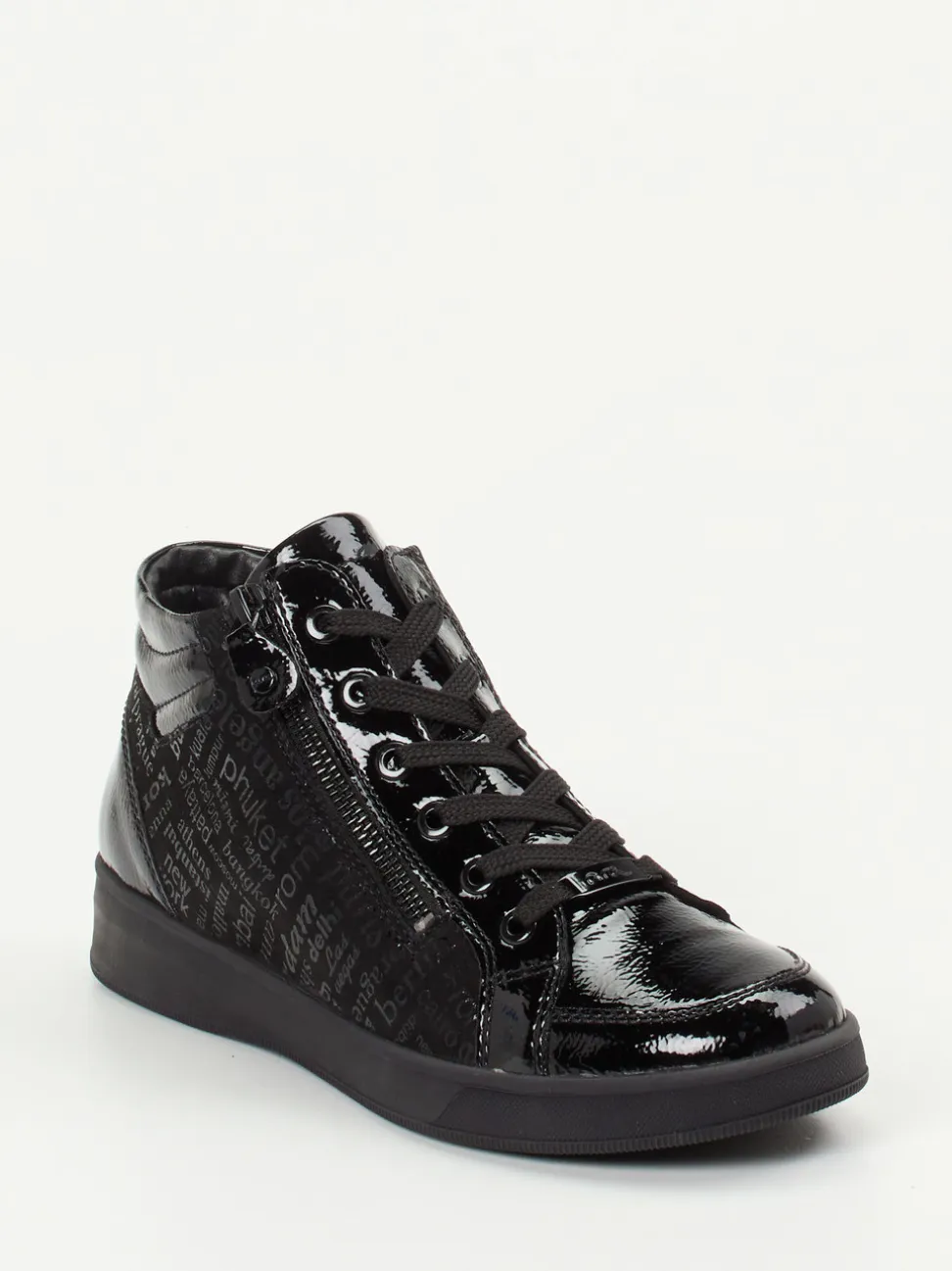 Ara – Schnürstiefelette aus Lackleder Schwarz