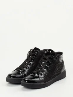 Ara – Schnürstiefelette aus Lackleder Schwarz
