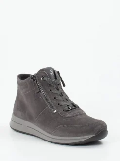 Ara – Schnürstiefelette aus Veloursleder grau