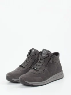 Ara – Schnürstiefelette aus Veloursleder grau