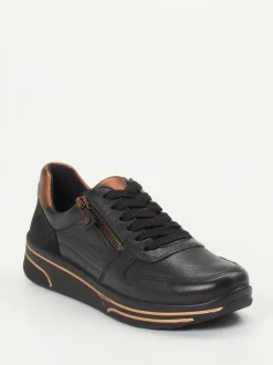 Ara – Sneaker aus Kalbleder in Schwarz mit Metallic-Details