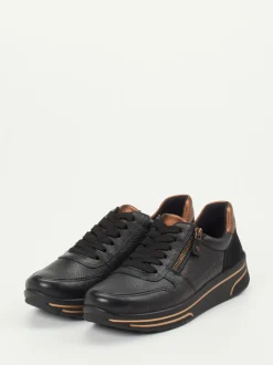 Ara – Sneaker aus Kalbleder in Schwarz mit Metallic-Details