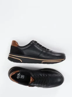 Ara – Sneaker aus Kalbleder in Schwarz mit Metallic-Details