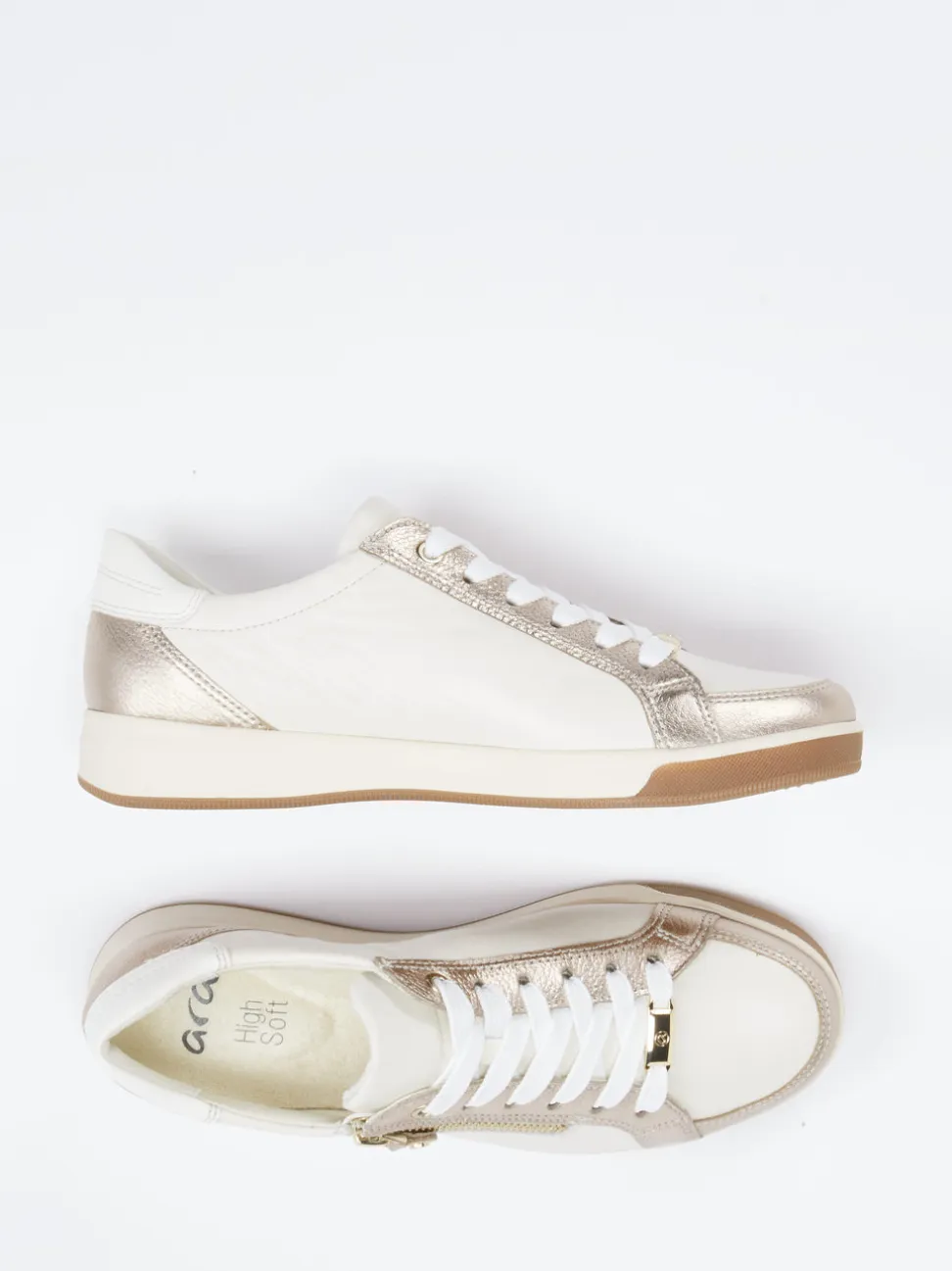 Ara – Sneaker aus Kalbleder in Cremeweiß