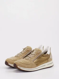 Ara – Sneaker aus Leder-Mix beigegold