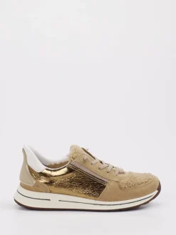 Ara – Sneaker aus Leder-Mix beigegold