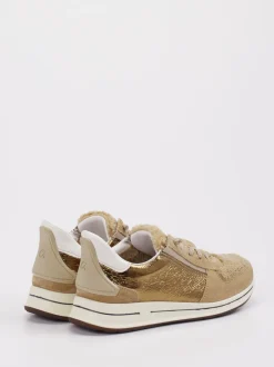 Ara – Sneaker aus Leder-Mix beigegold