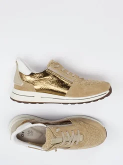 Ara – Sneaker aus Leder-Mix beigegold