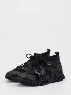 Arche – High-Top Sneaker aus Kalb- und Lackleder schwarz