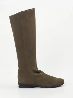 Arche – Kniehohe Stiefel aus Nubukleder olivbraun