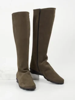 Arche – Kniehohe Stiefel aus Nubukleder olivbraun