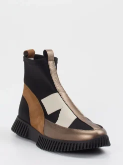 Arche – Sock-Stiefelette aus Textil und Leder schwarz