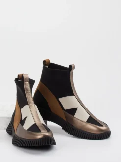 Arche – Sock-Stiefelette aus Textil und Leder schwarz