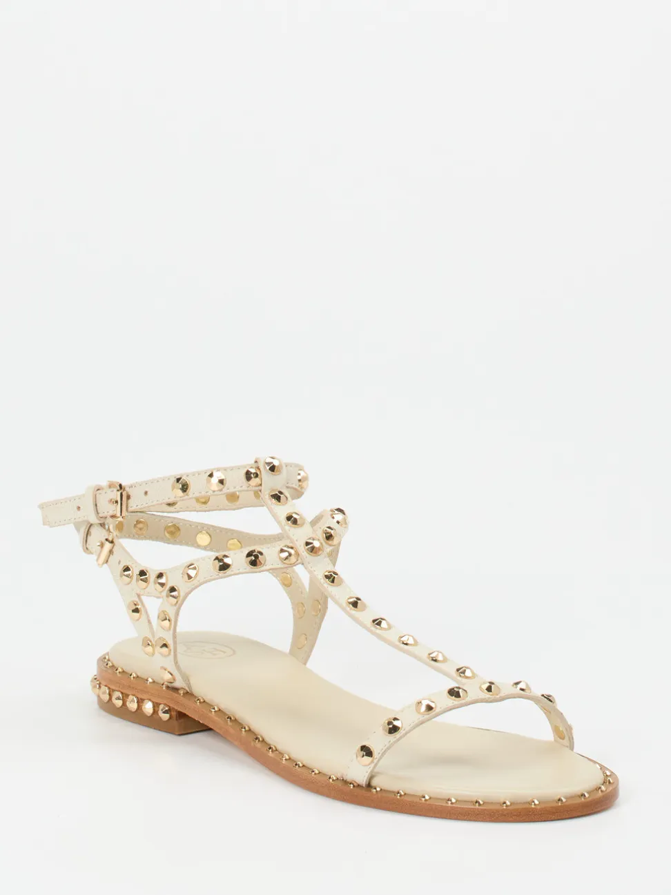 ASH – Riemchensandalen aus Kalbleder mit Goldnieten
