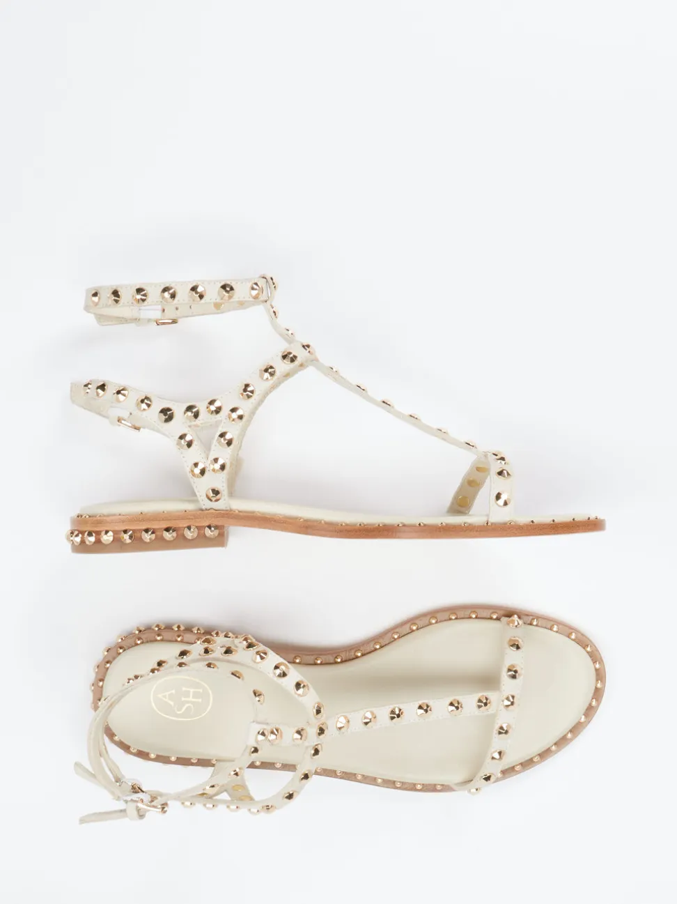 ASH – Riemchensandalen aus Kalbleder mit Goldnieten