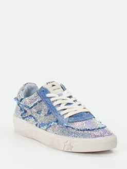 ASH – Sneaker aus Metallic und Denim Himmelblau