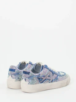 ASH – Sneaker aus Metallic und Denim Himmelblau