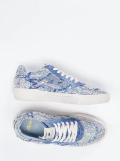 ASH – Sneaker aus Metallic und Denim Himmelblau