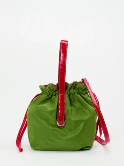 AU 79 – Beuteltasche aus Textil und Leder grasgrün