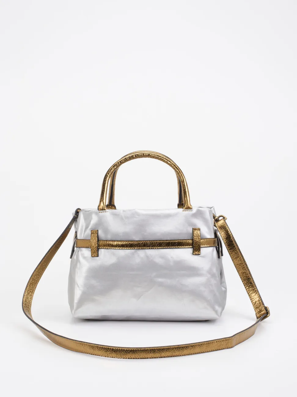 AU 79 – Handtasche aus Leinen und Kalbleder Silber